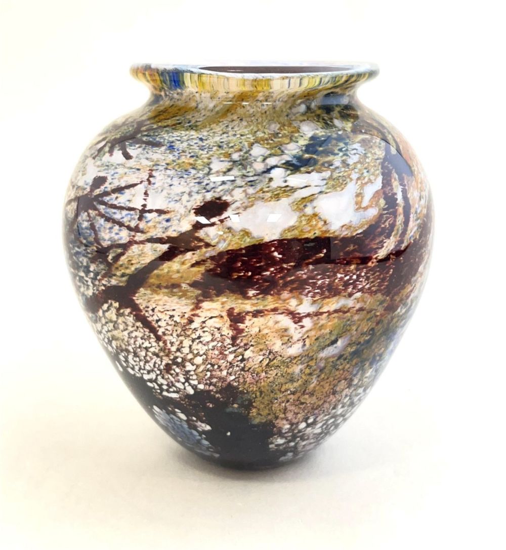 Lot 379: Rick Satava Petroglyph glass vase
