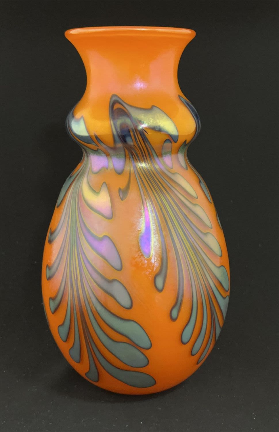 Lot 388: Charles Lotton orange art glass vase