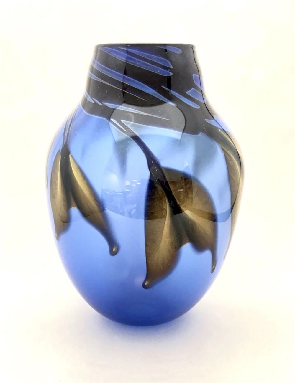 Lot 390: Charles Lotton blue Multi Flora vase