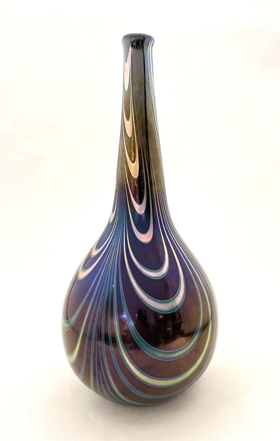 Lot 398: Charles Lotton iridescent blue glass vase