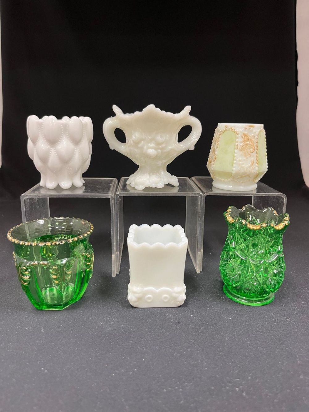 Lot 158: Six Fostoria glass toothpicks