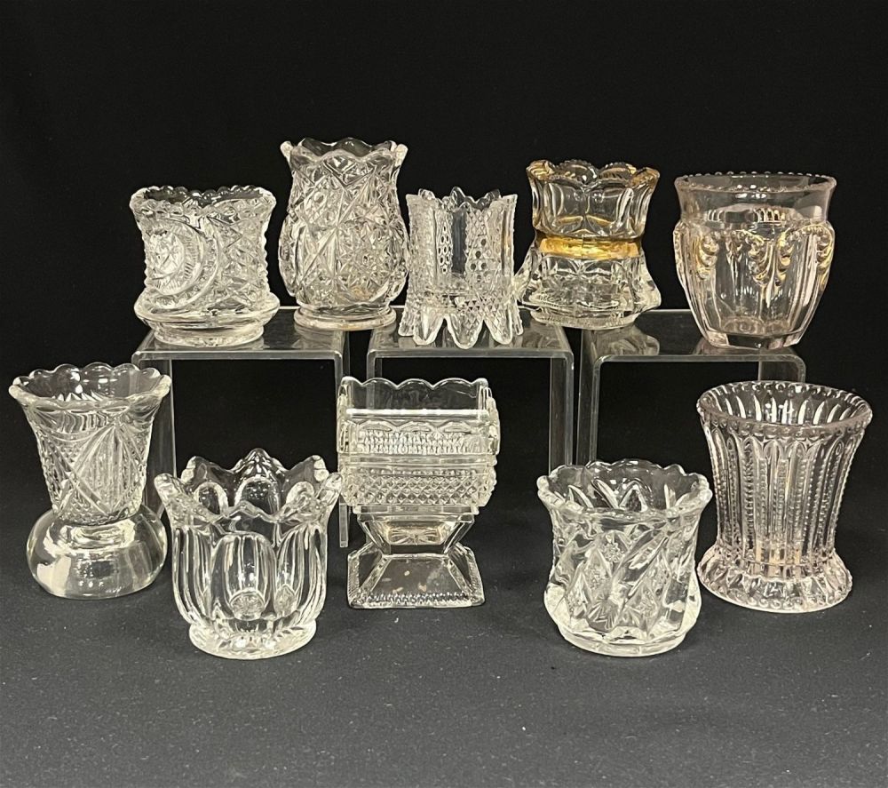 Lot 163: Ten Fostoria glass toothpicks