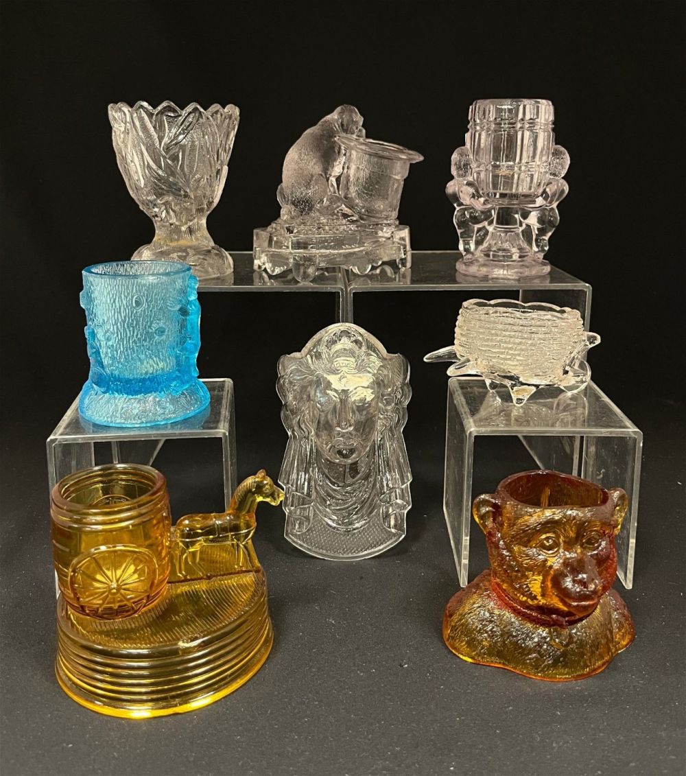 Lot 198: Eight figural glass toothpicks