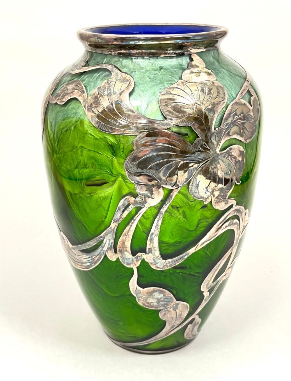 Lot 357: Loetz Titania silver overlay vase