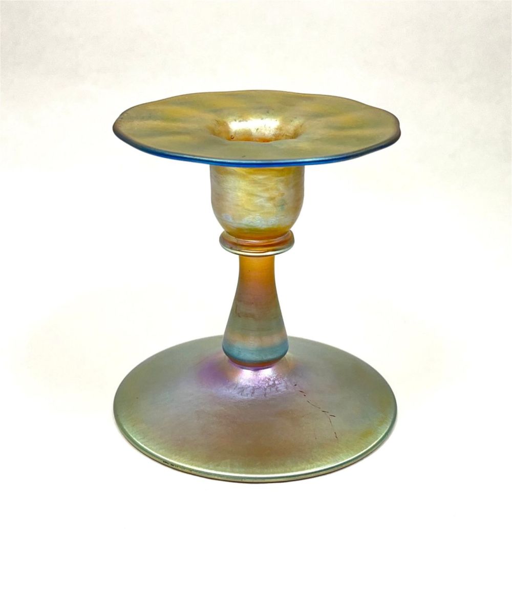 Lot 387: Tiffany Gold Favrile candlestick
