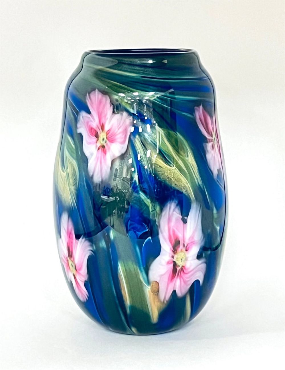 Lot 431: Charles Lotton blue glass vase