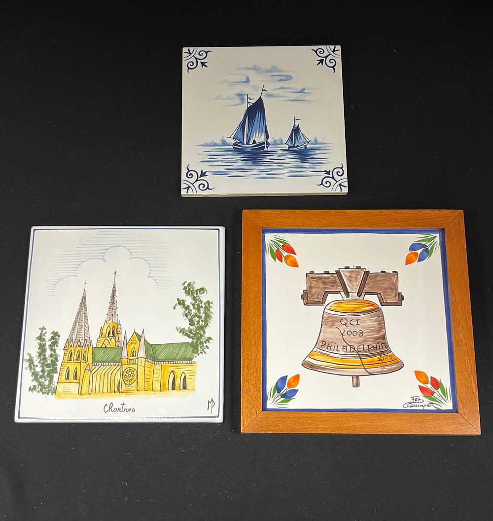 Lot 221: 3 French Faience Tiles
