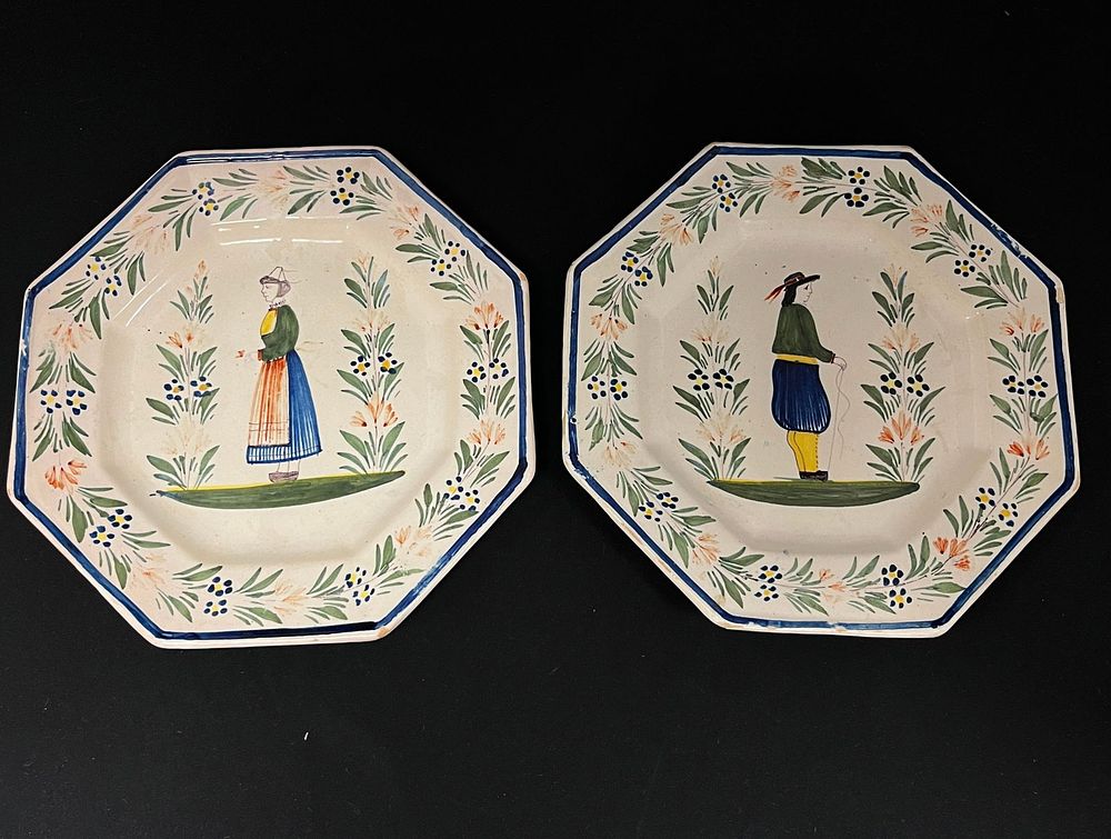 Lot 224: Pair of Henroit Quimper plates