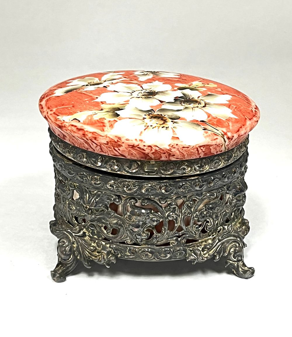Lot 249: C F Monroe Kelva glass and metal box