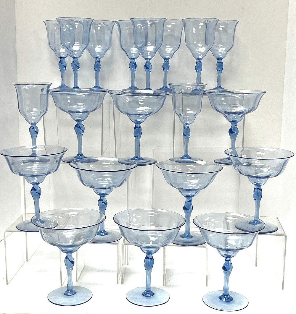Lot 358: 20 French Blue Stemware