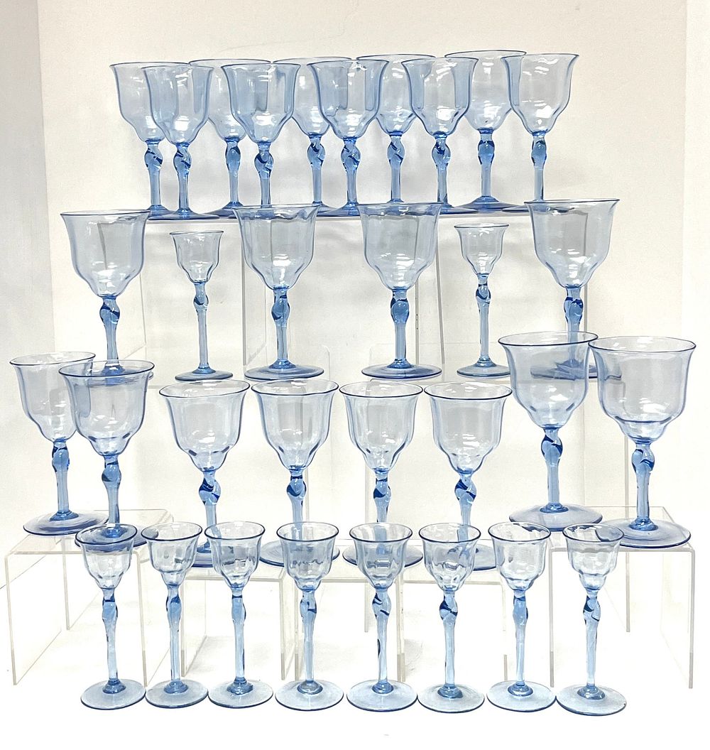 Lot 359: 32 French Blue Stemware