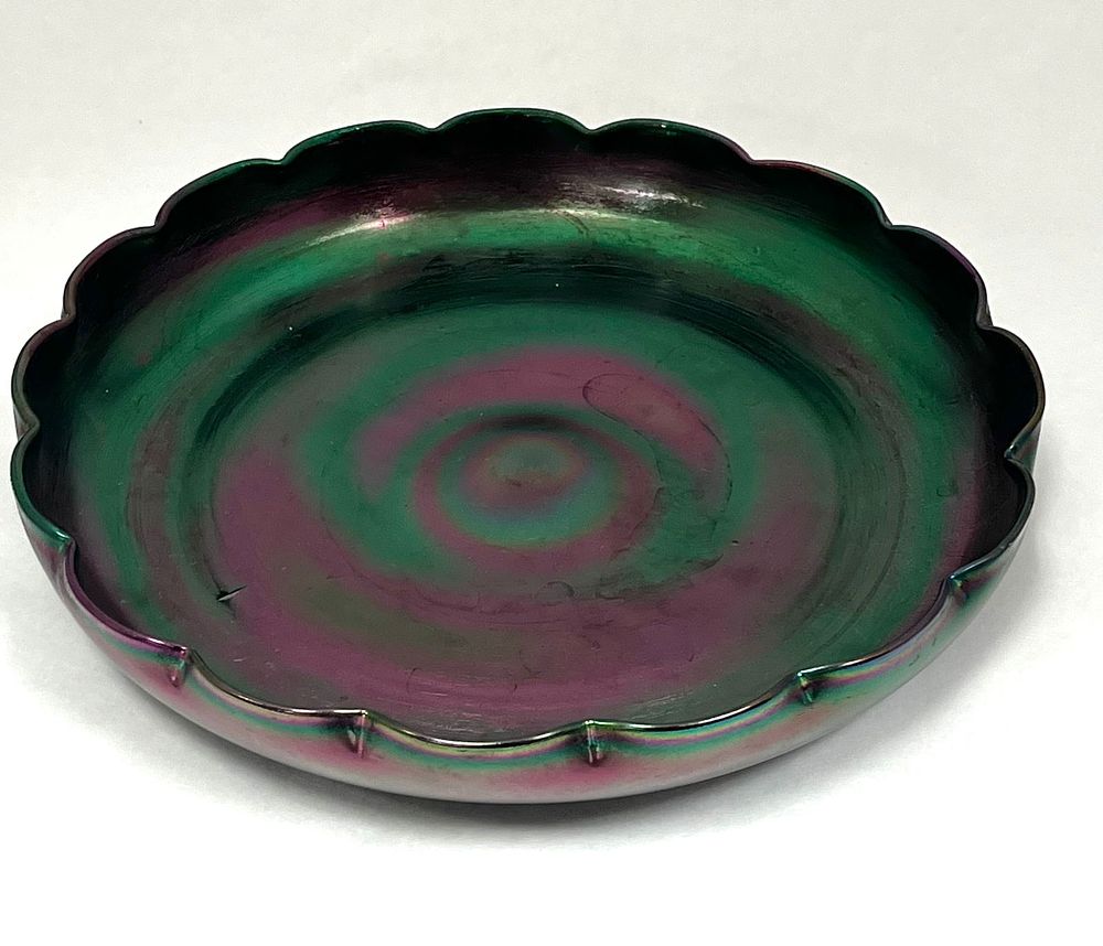 Lot 381: Large Bohemian iridescent center bowl