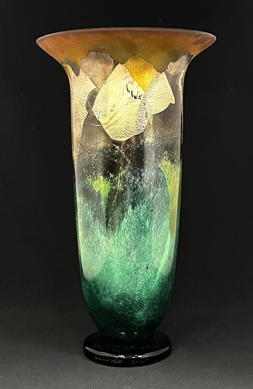 Lot 390: Bernard Katz tall art glass vase