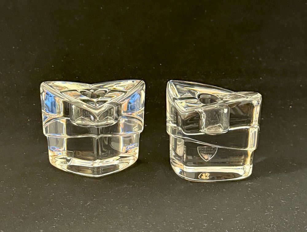 Lot 152: Pair of Orrefors Candlesticks
