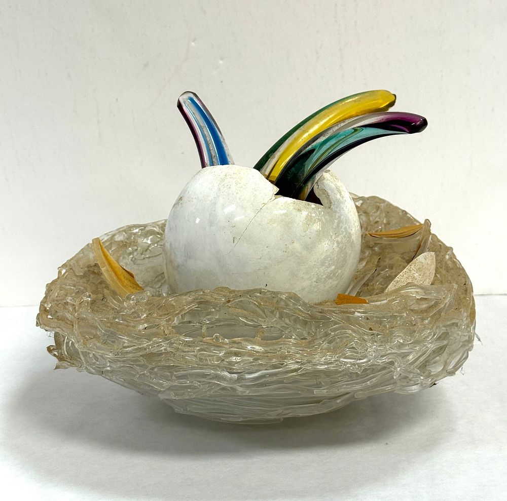 Lot 250: Glass Bird Nest Sculpture