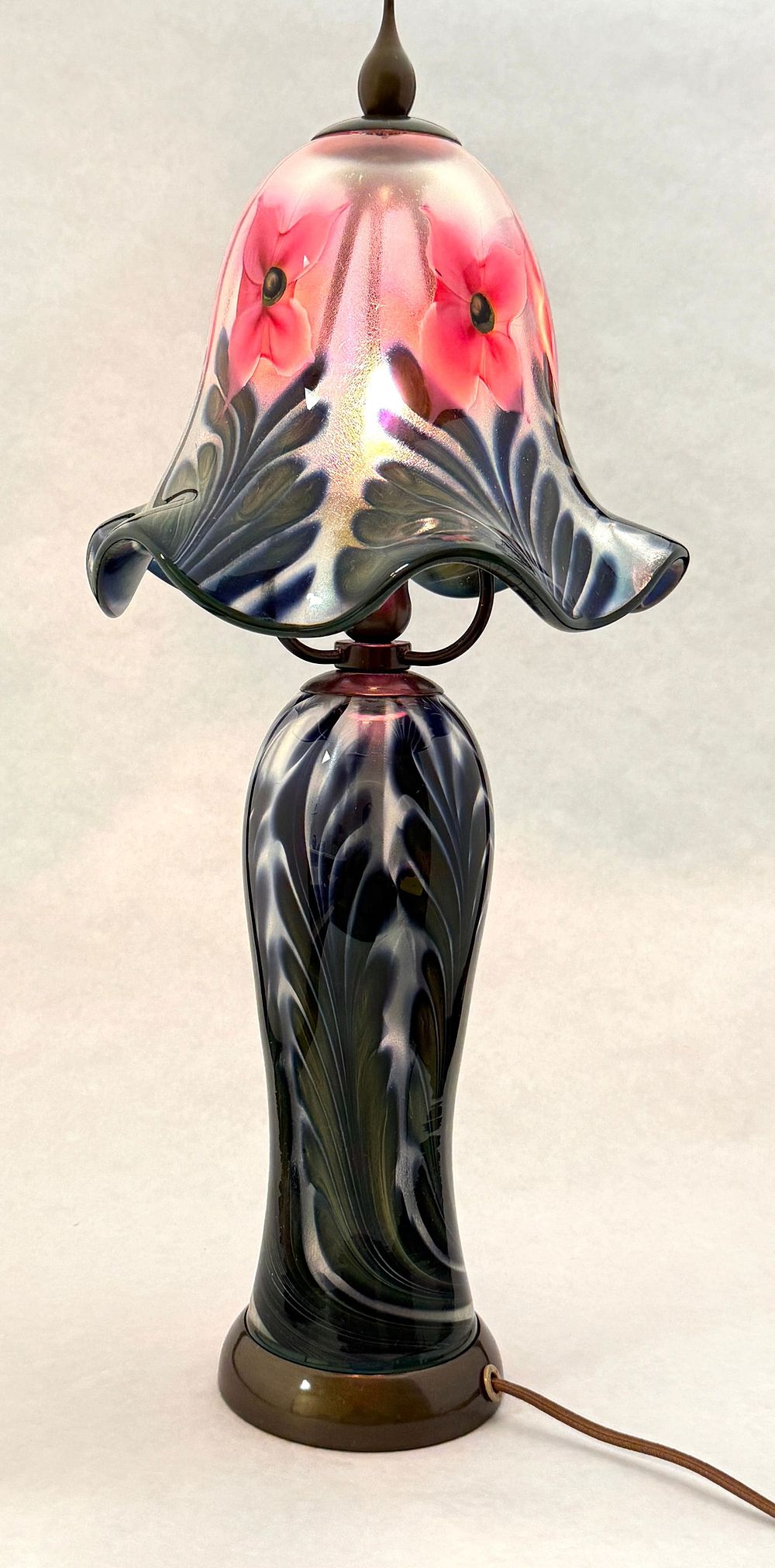 Lot 518: Daniel Lotton Lamp with Flowers