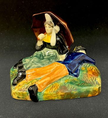 HB Quimper Figurine. HB Quimper Bouvier Breton Couple; length 6" ht 6". CONDITION: Quimper has a 