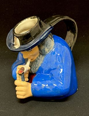 French Faience Figural Pitcher. Andre Galland HenRiot Quimper figural pitcher of Breton with 