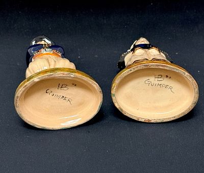 Pair of French Faience Figurines. Pair of HB Quimper figurines of Breton and Bretonne; ht 9 