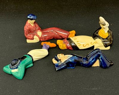 Set of 4 Charles Maillard Figurals. Set of 4 Charles Maillard Quimper figural knife rests, 3 