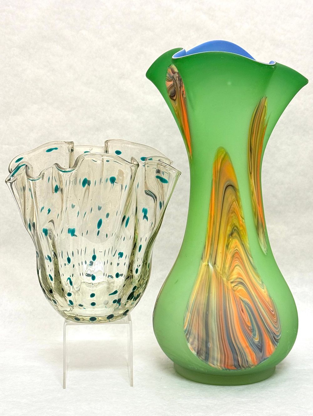 Lot 518: 2 Murano Freeform Glass Vases