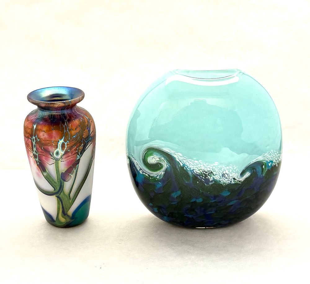 Lot 582: 2 Scenic Art Glass Vases