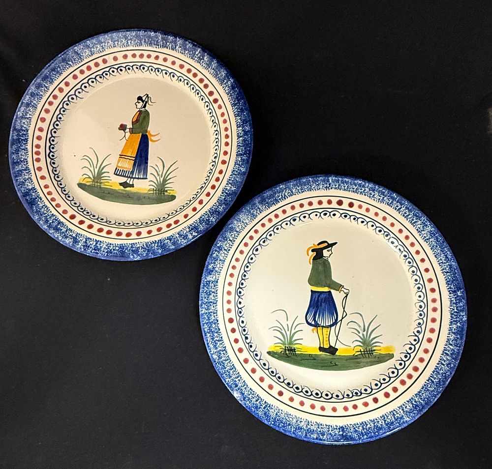 Lot 216: Pair of HenRiot Quimper Plates