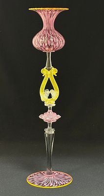 Charles Paul Savoie Sculpture. Charles Paul Savoie pink and yellow Venetian sculpture; ht. 15 