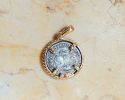 Gold pendant (14 ct) with original silver denarius of Augustus, 27 B.C.E - 14 C.E. – “Tribute Image - 1