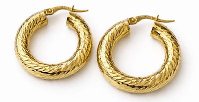 עגילי חישוק זהב צהוב 14k 
קוטר: 2 ס״מ 
משקל: 2.95