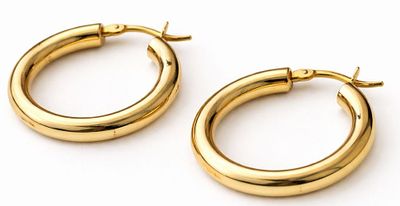 עגילי חישוק זהב צהוב 14k 
קוטר: 2.5 ס״מ 
משקל: 3.33