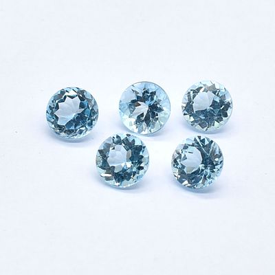 Naturel Sky Blue Topaz Round 9X9 Mm 5 Pieces Lot. Top Quality Naturel Sky Blue Topaz Round 9X9 