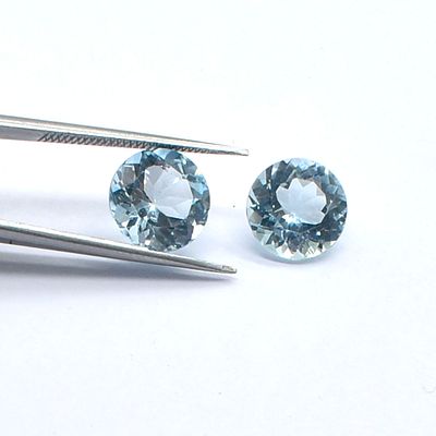 Naturel Sky Blue Topaz Round 10X10 Mm 2 Pieces Lot. Top Quality Naturel Sky Blue Topaz Round 