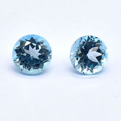 Naturel Sky Blue Topaz Round 11X11 Mm 2 Pieces Lot. Top Quality Naturel Sky Blue Topaz Round 