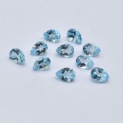 Naturel Sky Blue Topaz Pear Shape 8X6 Mm 10 Pieces Lot. Top Quality Naturel Sky Blue Topaz Pear 