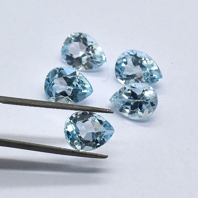 Naturel Sky Blue Topaz Pear Shape 10X8 Mm 5 Pieces Lot. Top Quality Naturel Sky Blue Topaz Pear 