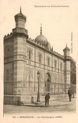 גלויה אחת עם בית הכנסת של בנסון, צרפת 1907.