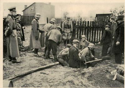 גלוית תעמולה נאצית שנות ה-40. עבודת כפייה יהודית.