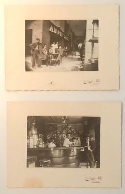 לוט 3 צילומי וינטג 'עם מעטפותיהם המקוריות. בית קפה יהודי - Au Petit Caf&eacute;, במוסטגנם, אלג'יריה 