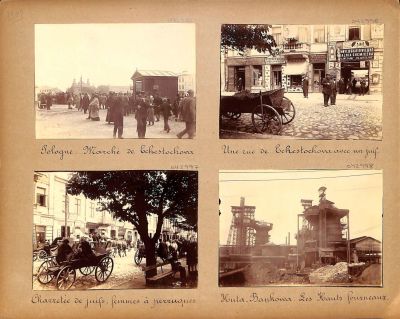 לוט 8 תצלומים מודבקים על קרטון אחד. חיים בפולין ובברלין 1915. שניים מהתצלומים עם טיפוסים 