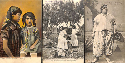 לוט 3 גלויות נשים יהודיות מרוקו 1915.