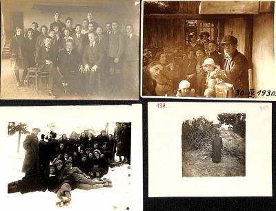 לוט 4 תצלומים של טיפוסים וארגונים יהודיים בין השנים 1910, עד שנות ה-30. גודל: 8/11 ס"מ.