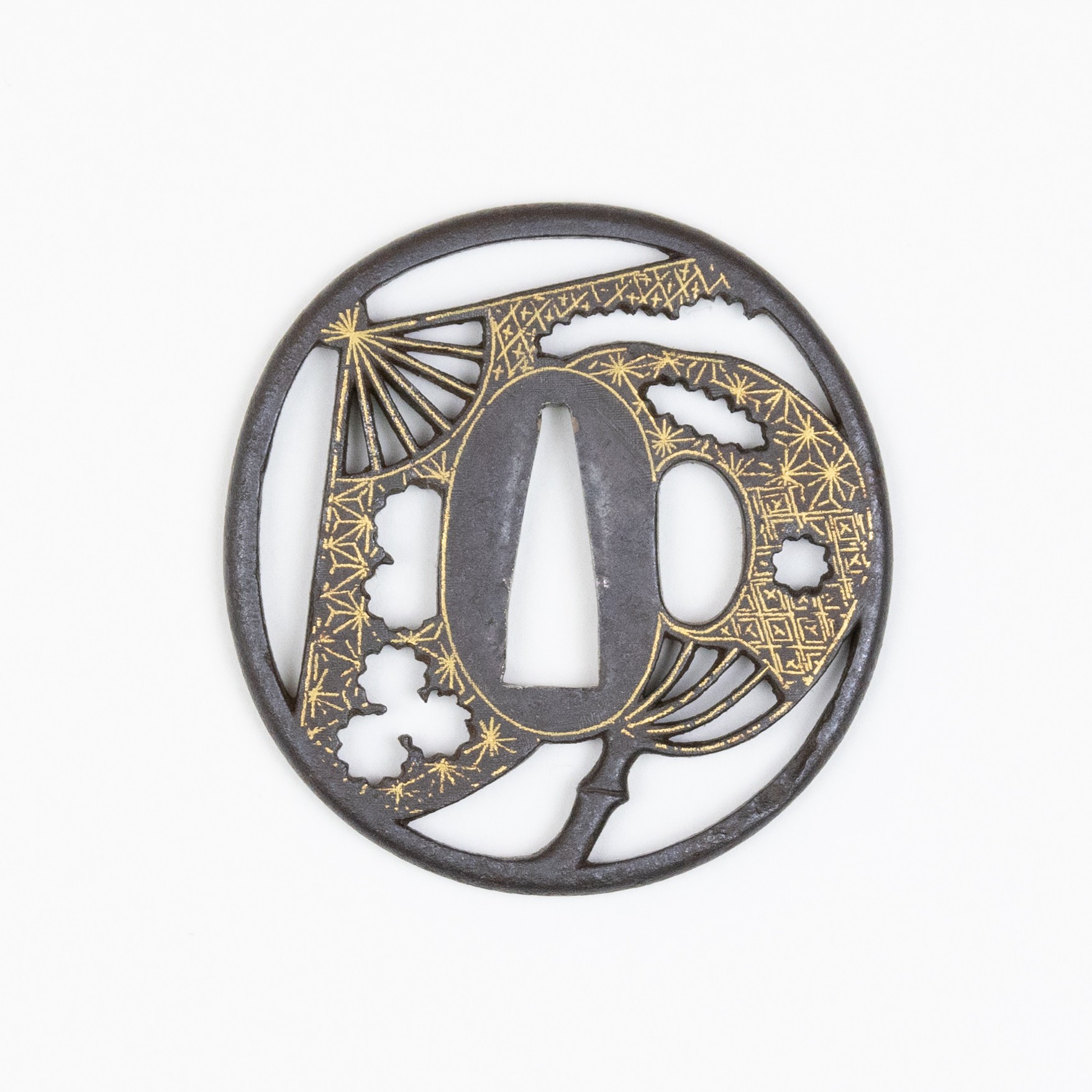 19th Century Japanese Tsuba with a Fan design, NBTHK Hozon