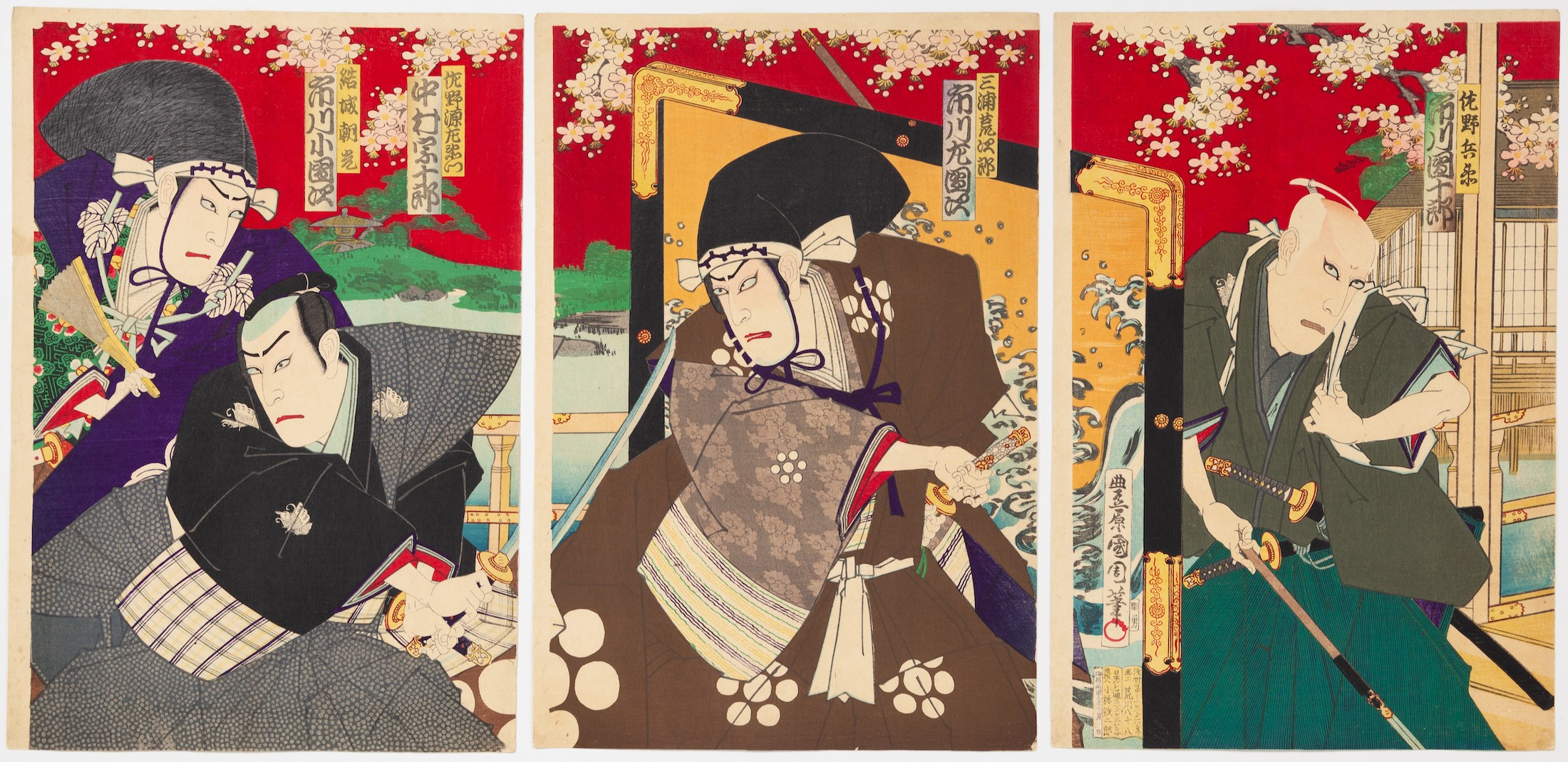 Kunichika Toyohara, Kabuki Play, Japanese Antique Print