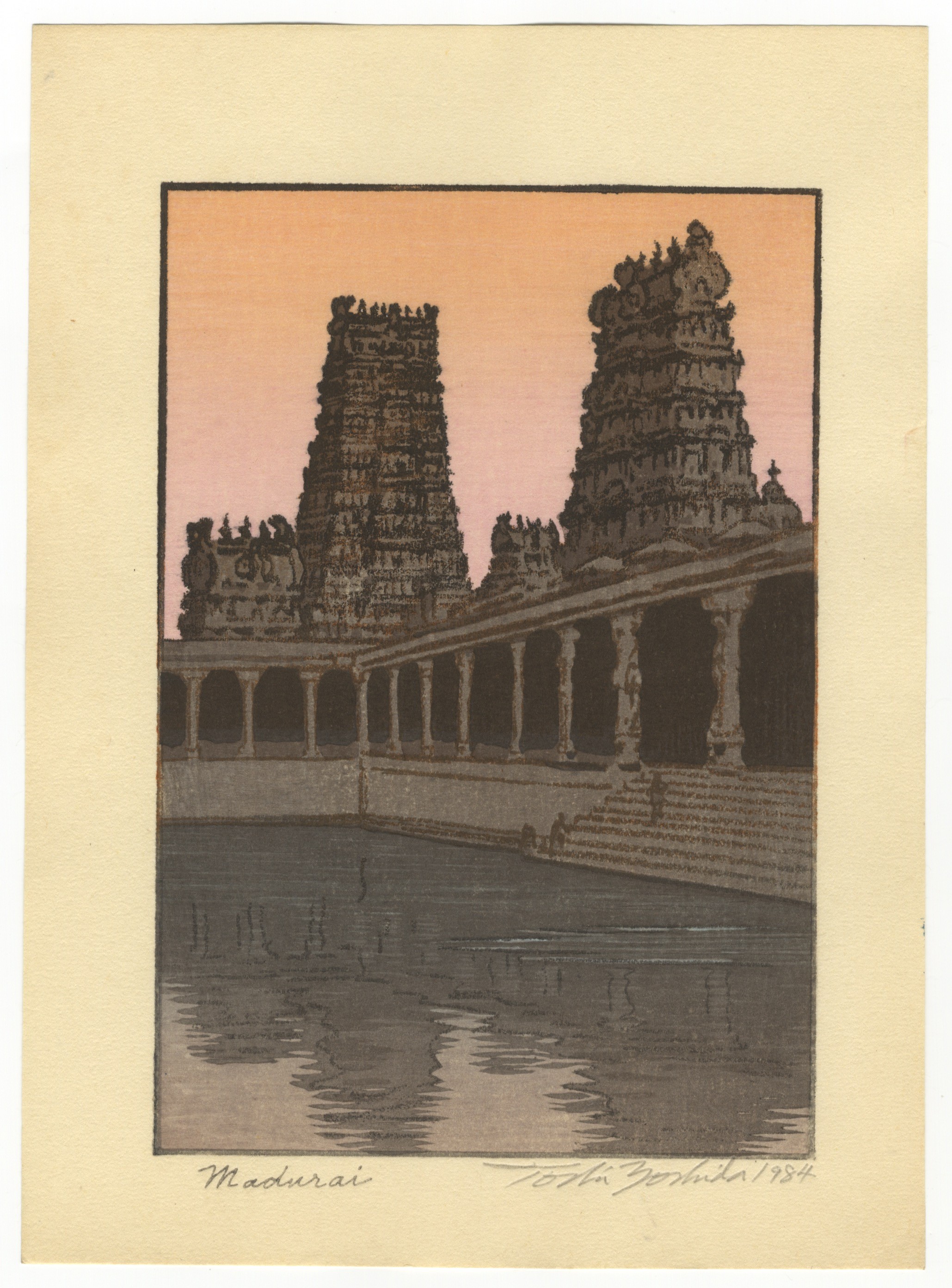 Toshi Yoshida, Madurai, Pencil Signature