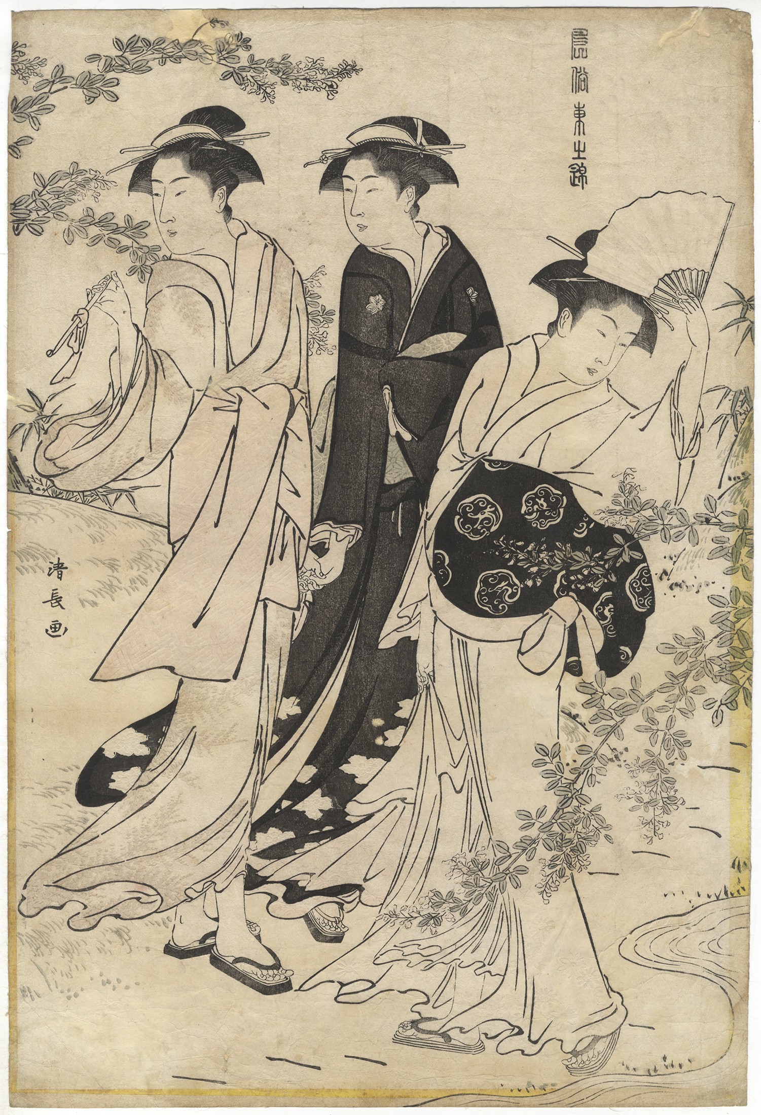 Kiyonaga Torii, Viewing Bush Clover, Eastern Brocade