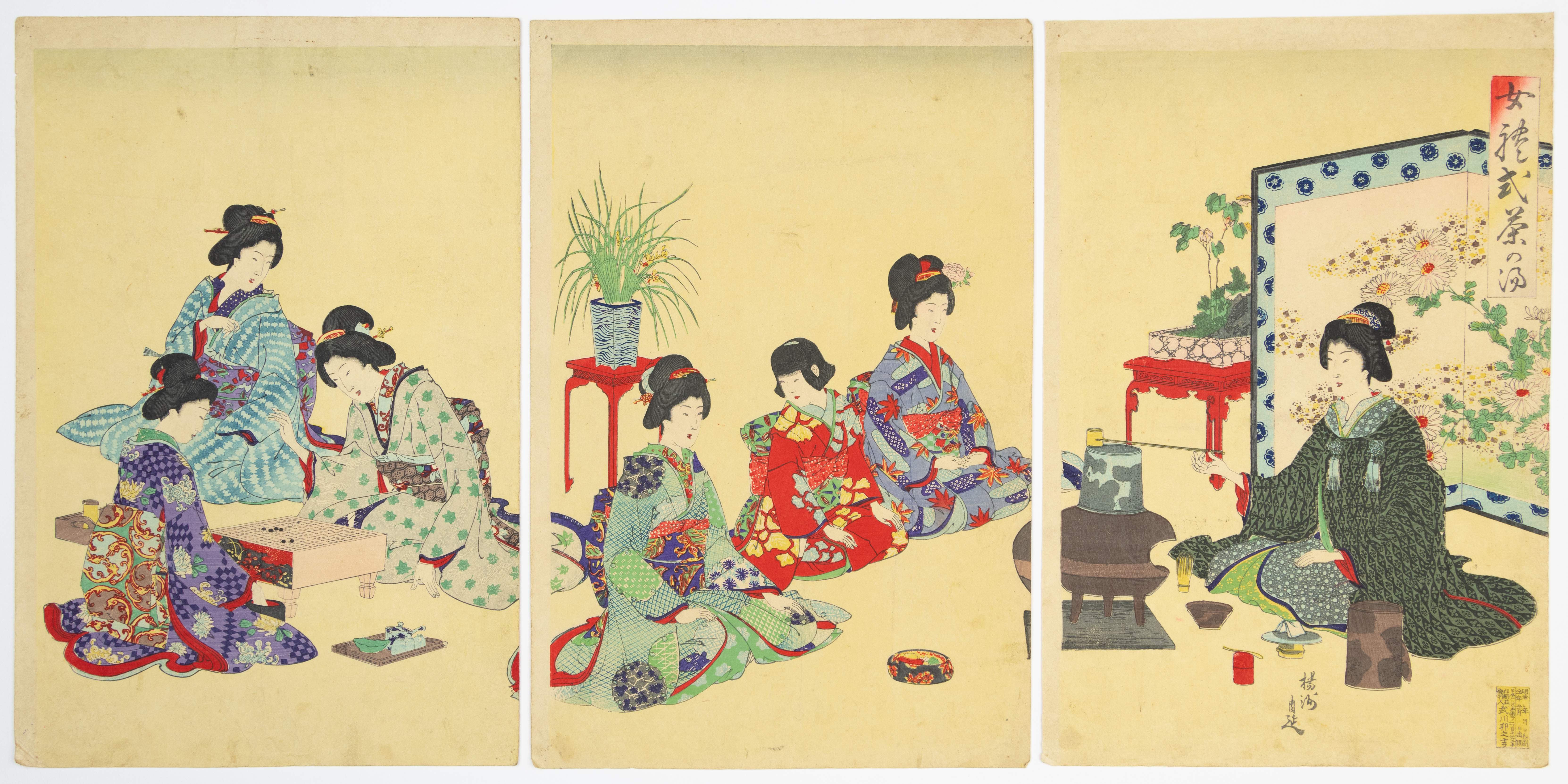 Chikanobu Yoshu, Etiquette of Lady, Tea Ceremony, Meiji