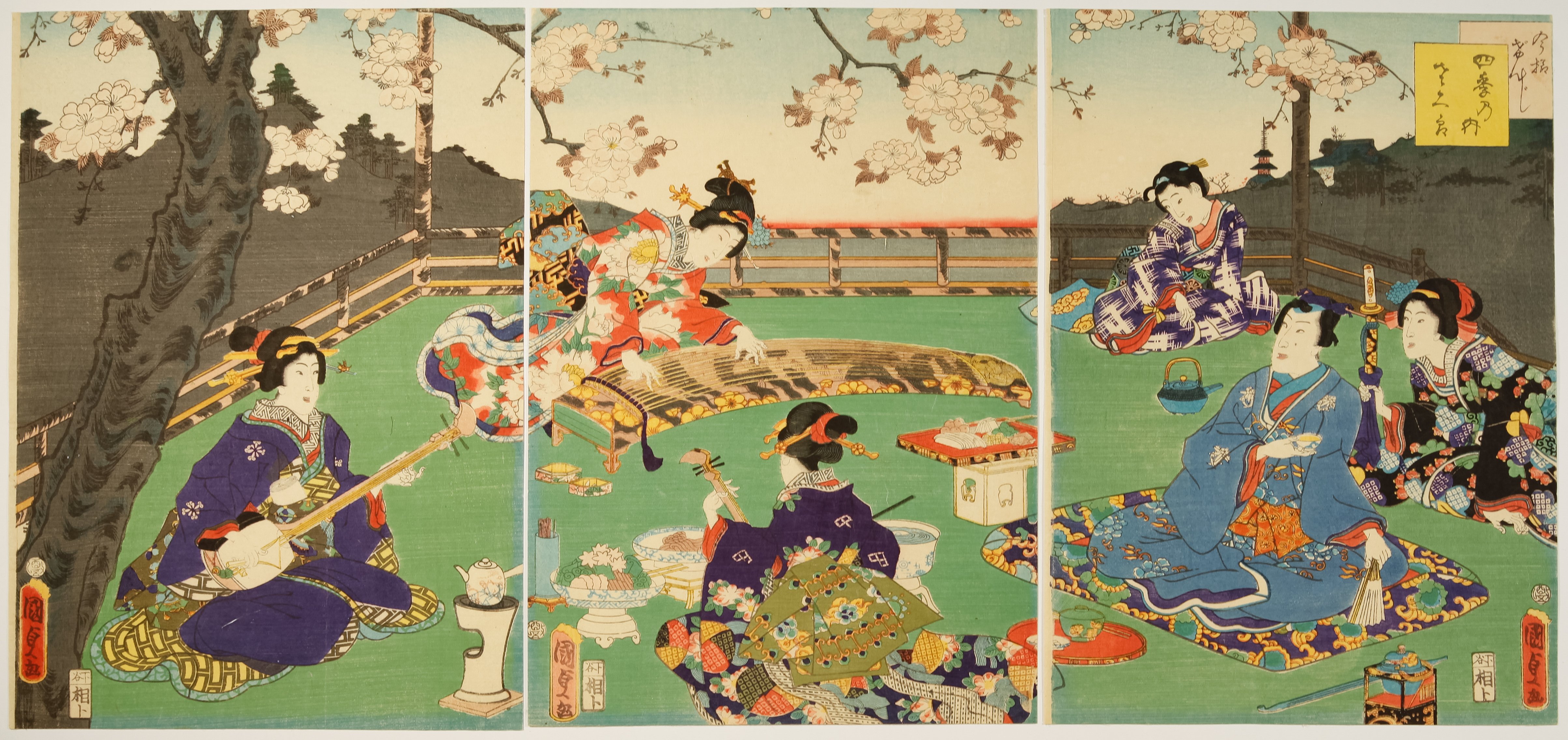 Kunisada II, Four Seasons, Cherry Blossoms, Genji-e
