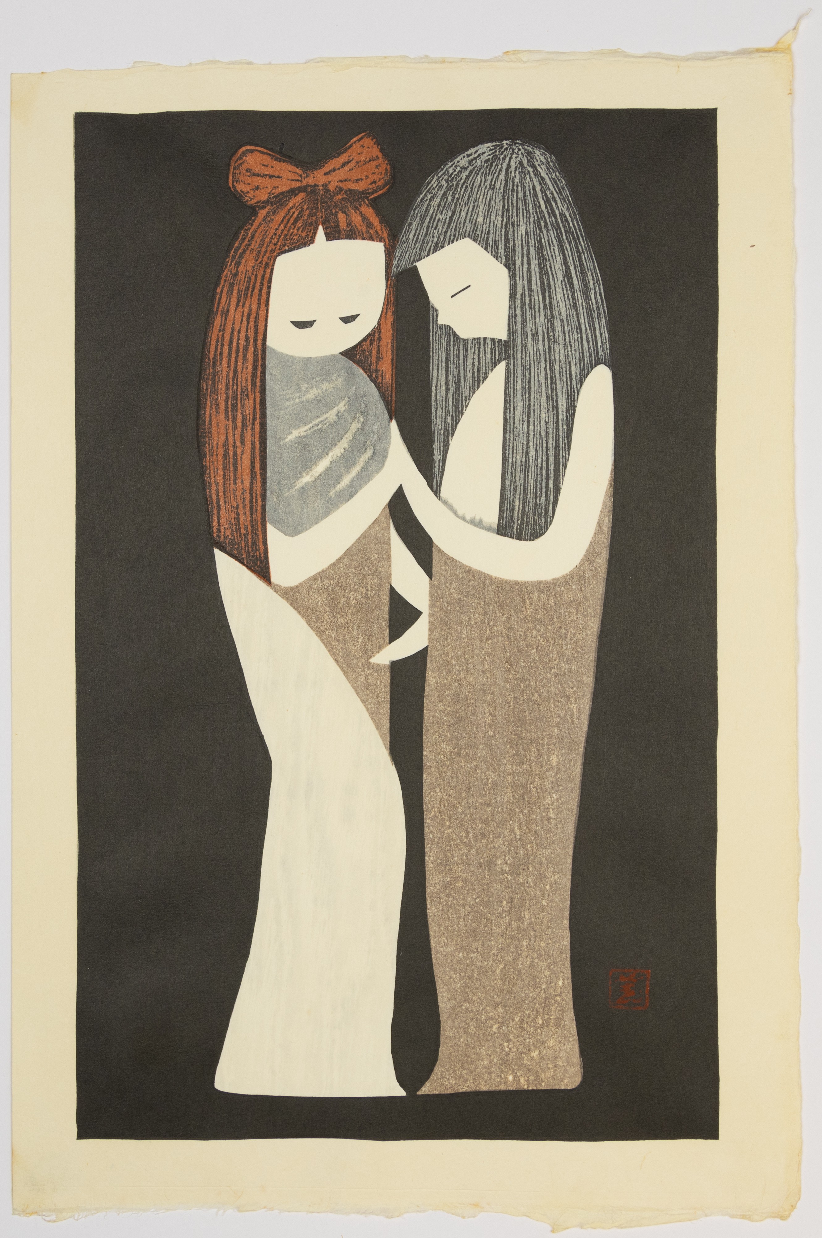 Kaoru Kawano, Two Girls, Sosaku-Hanga