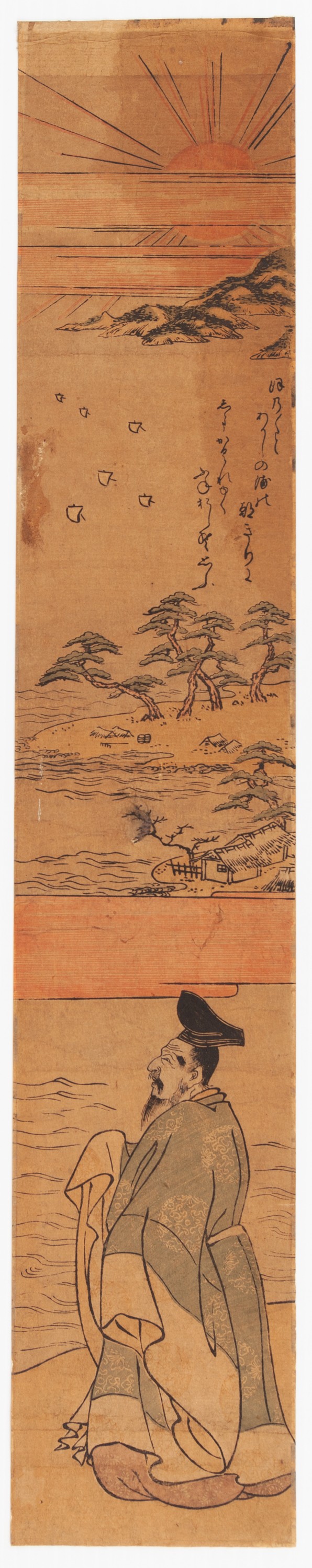 Kakinomoto no Hitomaro, Master of Poem, Edo Pillar Print